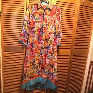 Tissu Colorful Facial Design Chiffon Coat Dress